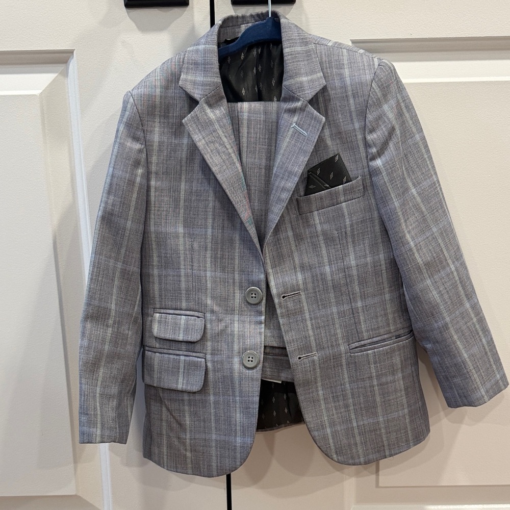 Classic Gray Plaid boys suit